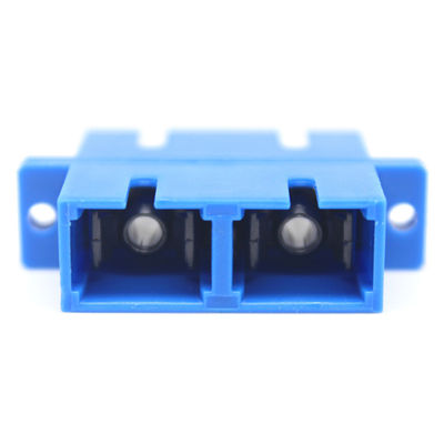 SC UPC Bule Duplex Fiber Optic Adapter with Flange Durability 0.2 dB 500 Cycle Passed