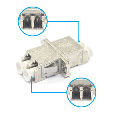 Grey LC PC Multimode Duplex Adapter with Flange
