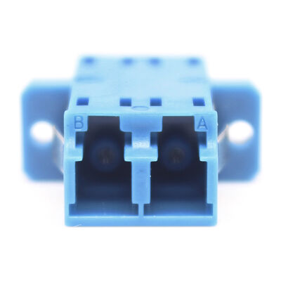 LC UPC Duplex Optical Fiber Adapter with Inner Shutter and Flange