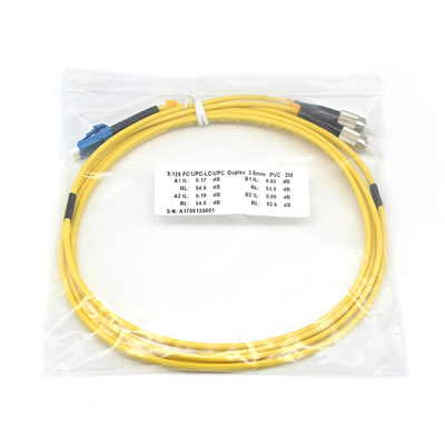 LSZH 3.0mm St Lc Fiber Patch Cable 2.0mm Duplex LC UPC προς FC UPC SM