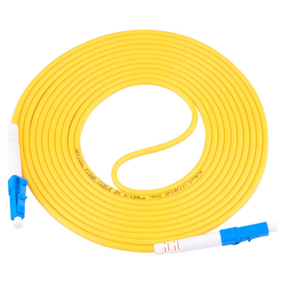G657A2 LC προς LC Simplex Fiber Optic Patch Cord με κίτρινο κάλυμμα PVC 2,0 mm