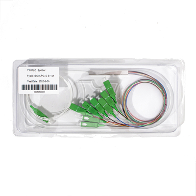 Οπτική ίνα 1X8 Μίνι PLC διαχωριστής SC APC Συνδέτης 0,9mm, 1M