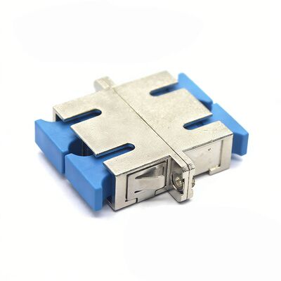 FTTH SC UPC Duplex Fiber Optic Adapter με απώλεια εισαγωγής 0.2dB σε μεταλλική θήκη με φλάντζα και αντοχή 500 κύκλων