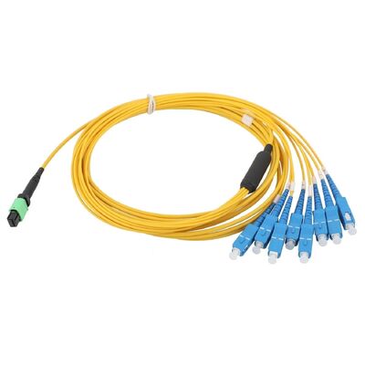 8 πυρήνες MPO με μονό τρόπο σε SC UPC Fiber Optic Breakout Cable Patch Cord