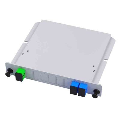 Μονό λειτουργία PLC Splitter με 1×4 1×8 1×16 1×32 αναλογίες διαίρεσης και SC UPC σύνδεσμος σε μεταλλική κάρτα